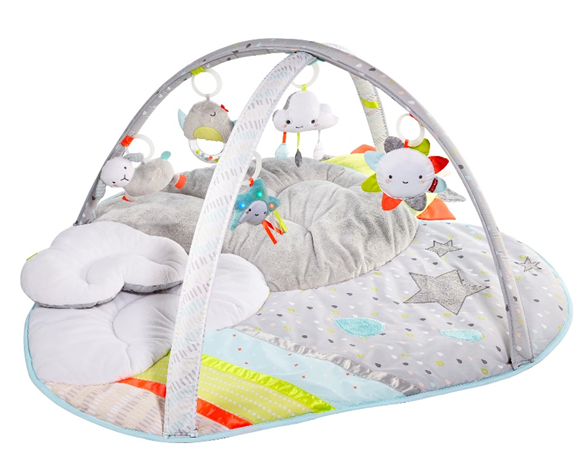 Silver Lining Cloud Activity Gym with raindrop cloud toy.