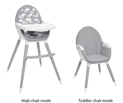 TUO Convertible High Chair, Silver/White with clouds (style #304201).